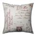 Pillow Perfect Linen/Red French Postale 18-inch Square Throw Pillow