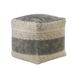 20" Gray and Beige Geometric Handmade Square Pouf Ottoman