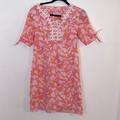 Lilly Pulitzer Dresses | Lily Pulitzer Pink And Orange Floral Cotton Dress High Waisted Size 4 | Color: Orange/Pink | Size: 4