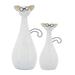 Trinx Cat w/ Glasses Sculpture - Contemporary Ceramic White Statue w/ Black & Beige Accents for Home or Office Decor - Cat Lover Gift Idea | Wayfair