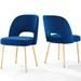 Everly Quinn Rouse Dining Room Side Chair Set Of 2 Wood/Upholstered in Blue/Brown | 33 H x 39 W x 19.5 D in | Wayfair