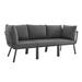 Latitude Run® Riverside 3 Piece Outdoor Patio Aluminum Sectional Sofa Set Wood in Gray/Black | 28 H x 85.5 W x 29.5 D in | Wayfair