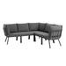 Riverside 5 Piece Outdoor Patio Aluminum Sectional by Modway Wood in Gray/Black | 28 H x 85.5 W x 85.5 D in | Wayfair EEI-3789-SLA-CHA