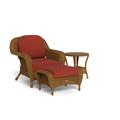 Tortuga Outdoor Sea Pines 3 Piece Arm Chair, Ottoman & Table Set w/ Cushions Wicker/Rattan in Orange/Brown | 34.5 H x 35 W x 35 D in | Wayfair