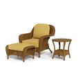 Tortuga Outdoor Sea Pines 3 Piece Arm Chair, Ottoman & Table Set w/ Cushions Wicker/Rattan in Orange/Brown | 34.5 H x 35 W x 35 D in | Wayfair