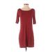 Jones New York Casual Dress - Shift: Brown Solid Dresses - Women's Size Small