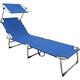 Chaise longue - Parasol - 5 supports - Aluminium 190x61x28 cm - Bleu - blue - Maxxgarden