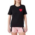 Love Moschino Damen T-Shirt mit Brand Heart Patch, Schwarz, 36