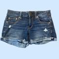 American Eagle Outfitters Shorts | American Eagle Outfitters Distressed Cuffed Jean Shorts | Color: Blue | Size: 0