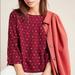 Anthropologie Tops | Anthropologie Maeve Burgundy Dottie Embroidered Blouse Top Size M | Color: Blue/Red | Size: M