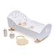 Tender Leaf Toys Sweet Swan Dolly Bed - Wooden Baby Doll Rocking Cot Cradle With Bedding