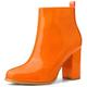 Allegra K Women's Round Toe Zipper Chunky Heels Ankle Boots Orange 7.5 UK/Label Size 9.5 US