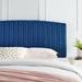 Everly Quinn Rebecca Performance Headboard Upholstered/Velvet/Polyester in White/Blue | 58 H x 78.5 W x 3.5 D in | Wayfair