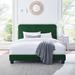 Mercer41 Celine Channel Tufted Performance Velvet Platform Bed Metal in Green | 43.5 H x 64.5 D in | Wayfair 3861D05986D04CE5987CA18DA64F51F2