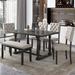 Red Barrel Studio® 6-Person Dining Set Special-Shaped Legs & Foam-Covered Seat Backs&Cushions Wood/Upholstered in Gray | Wayfair