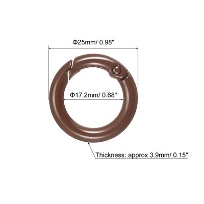 Round Spring O Ring, Trigger Buckle Snap for Bags, Purses, Keyrings - Coffee