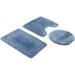 Bath Set 3 Piece Anti-Slip Light Blue Patchwork Bathroom Mat, Large Contour Mat & Toilet Seat Lid Cover