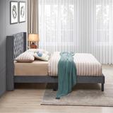 Velvet Button Tufted Upholstered Bed with Wings Design Strong Wood Slat Support,Queen Size