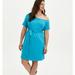 Torrid Dresses | Nwt Torrid Off Shoulder T Shirt Belted Dress French Terry Teal | Color: Blue | Size: Various