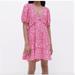 Zara Dresses | Nwt Zara Pink Animal Print Dress, Size S | Color: Pink/White | Size: S