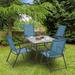 Arlmont & Co. Foehr Square 4 - Person 37" Long Outdoor Dining Set Wood/Metal in Blue | 37 W x 37 D in | Wayfair FA54289EEB7F42C682E6D686B2A0D374