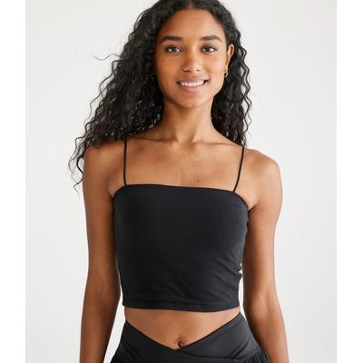Aeropostale Womens' Seriously Soft Cropped Bungee Cami - Black - Size M - Cotton