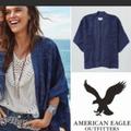 American Eagle Outfitters Other | American Eagle Floral & Paisley Print Linen Blend Denim Kimono One Size | Color: Blue | Size: Os