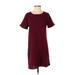 Casual Dress - Shift: Burgundy Solid Dresses - Women's Size Small