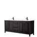 Daria 80 Inch Double Bathroom Vanity in Dark Espresso, Light-Vein Carrara Cultured Marble Countertop, Undermount Square Sinks, Matte Black Trim - Wyndham WCV252580DEBC2UNSMXX