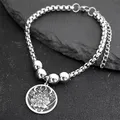 Bracelets en acier inoxydable pour femme bijoux à breloques de déesse triple lune perle d'oeil de