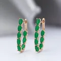 Boucles d'oreilles de luxe en Zircon vert artificiel de coupe ovale pour femmes boucles d'oreilles