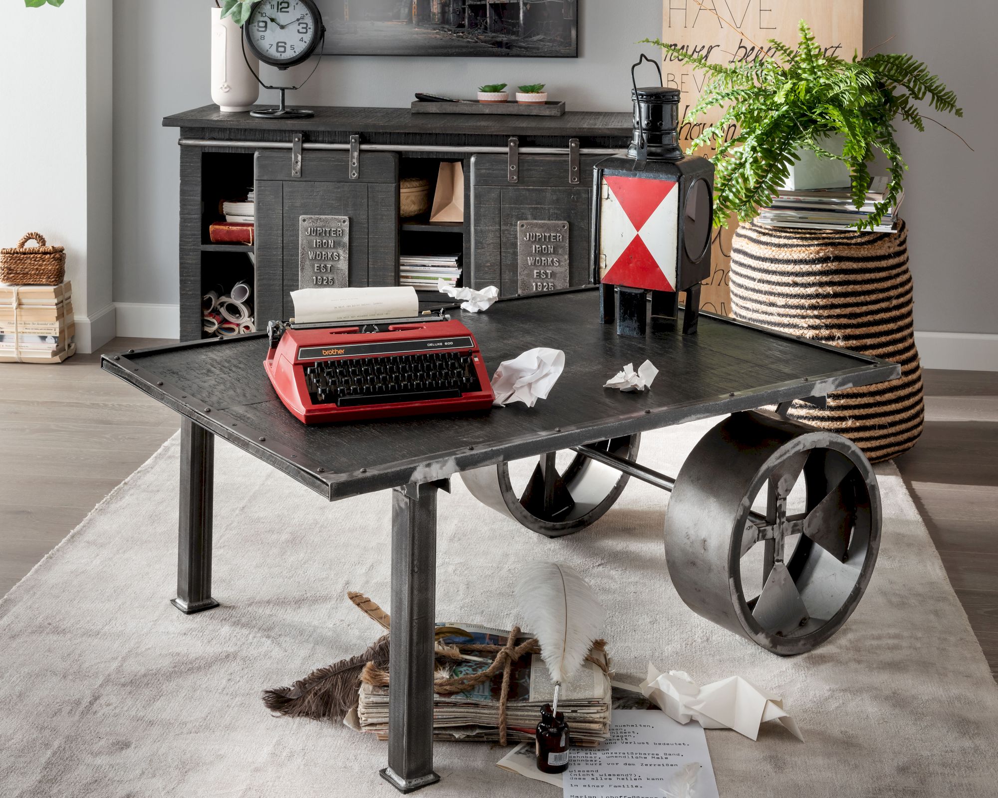 3S Frankenmöbel »Cosma« Massivholz Couchtisch I grau WZ-0480 / 110x45x80 cm