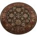 Floral Traditional Agra Wool Area Rug Hand-knotted Wool Carpet - 8'0" x 8'0" Round