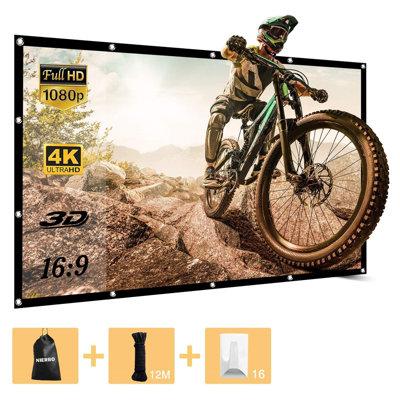 NIERBO 72inch Projector Screen Indoor Outdoor Portable Cinema Screen 16:9 Hd Anti-wrinkle Support Double Sided Projection-adhesive Hooks 12m Ropes | Wayfair