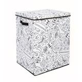 Baum Kid"s Coloring Lidded Hamper w/ 4 Pack Of Washable Markers Fabric in Black/White | 22.8 H x 16.9 W x 16.9 D in | Wayfair 752760325991