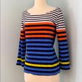 J. Crew Tops | Jcrew Cotton Striped Top | Color: Blue/Orange | Size: M