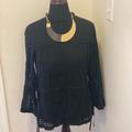 J. Crew Tops | J. Crew Point Sur Black Eyelet Blouse 3/4 Sleeve Side Ties Cinched Waist S M | Color: Black | Size: S