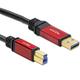 Delock Kabel USB 3.0 Typ-A Stecker > USB 3.0 Typ-B Stecker 3 m Premium, 82758, Rot, Schwarz