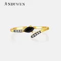 ANDYWEN-Bague de Luxe en Argent Sterling 100% 925 Plaqué Or CZ pour Femme Bijou Fin Noir de Mariage