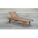 Brand New Packaged Sun Lounger on Rubber Bound Teak Wheels with Extending Side Table