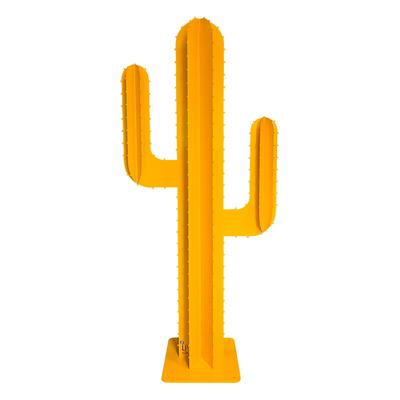 Cactus 2 branches 6 feuilles en métal (alu) jaune H 1,70m