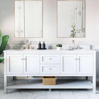 Randolph Morris Bristol 72 Inch Modern Console Vanity with Oval Undermount Sinks - White RM12-728WH-RWH