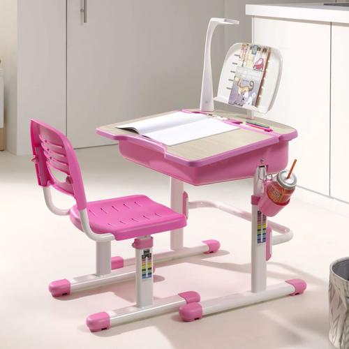 Vipack Kindertisch mit Stuhl Comfortline 301 Verstellbar Rosa und Weiß