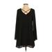 AUW Casual Dress - Mini: Black Print Dresses - Women's Size Small