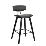 Counter Height Wooden Bar Stool with Curved Leatherette Seat - 36 H x 16 W x 19 L Inches