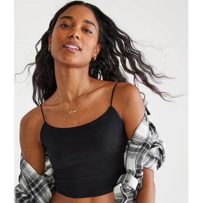 Aeropostale Womens' Seriously Soft Scoop-Neck Cropped Cami - Black - Size XXL - Cotton