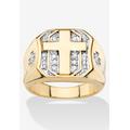 Men's Big & Tall Men'S Yellow Gold-Plated Round Genuine Diamond Cross Ring (1/5 Cttw) by PalmBeach Jewelry in Gold (Size 10)