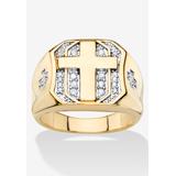 Men's Big & Tall Men'S Yellow Gold-Plated Round Genuine Diamond Cross Ring (1/5 Cttw) by PalmBeach Jewelry in Gold (Size 10)