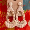 Anthropologie Jewelry | Nwt Anthropologie Deepa White Beaded Hoop Chandeliers | Color: White | Size: Os