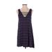 Socialite Casual Dress - A-Line V Neck Sleeveless: Blue Print Dresses - Women's Size Small